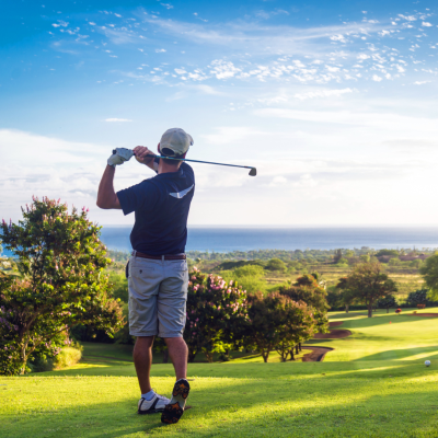 Celebrity Golf Association golfer taking a shot